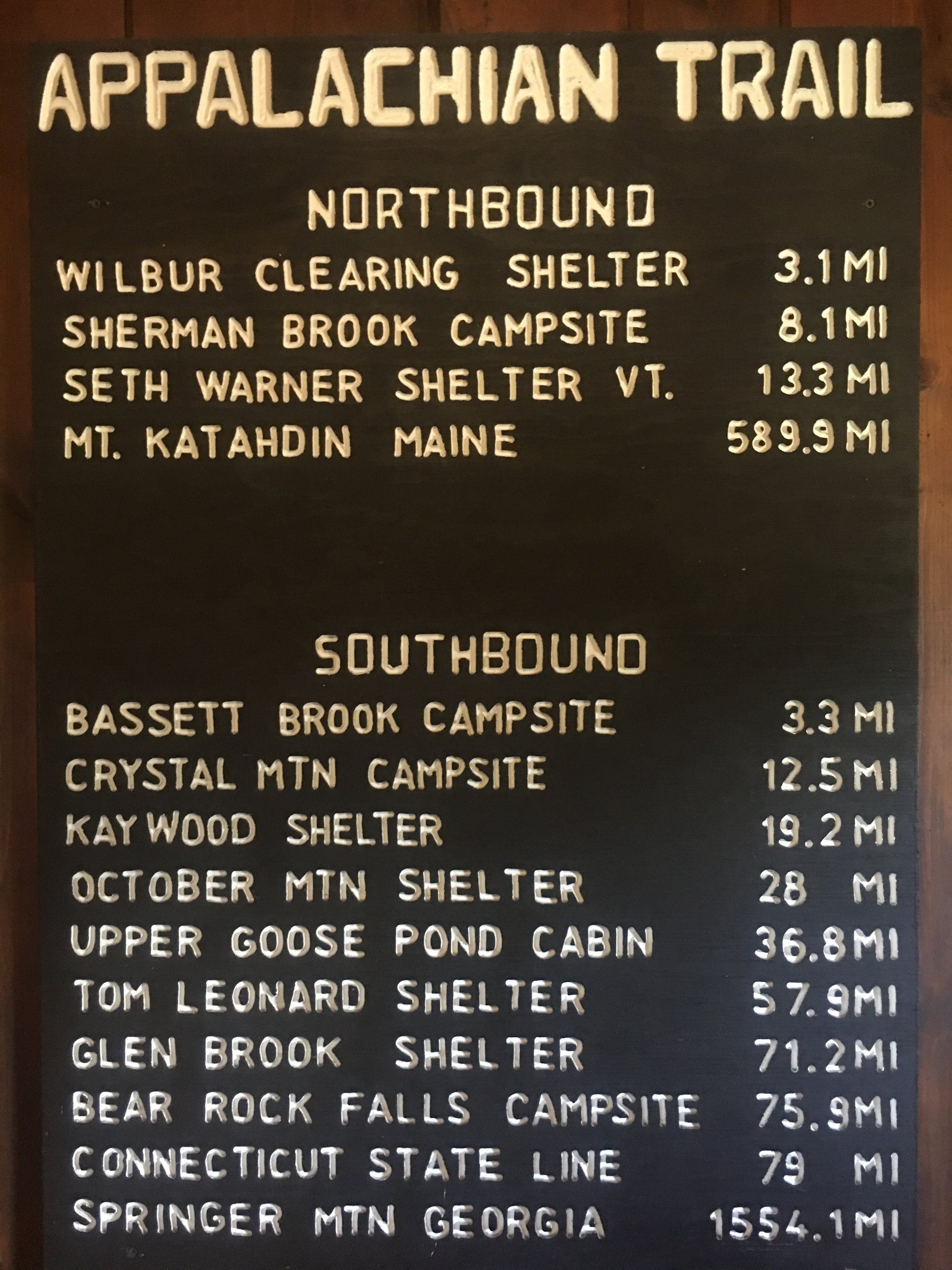 Directional shelter sign in a green forest